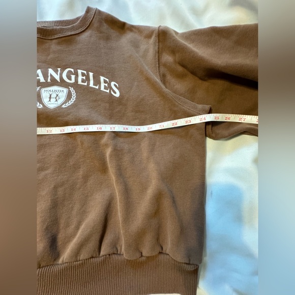 Hollister Los Angeles Crewneck Sweatshirt Brown Oversized Y2K Preppy Size M - Picture 7 of 7